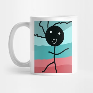 Dancing Kid with Heart Stick Figure Mug